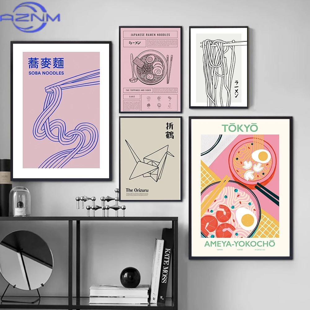 Japanese Tokyo Lifestyle - AZNM AZNM Japanisches Küchenposter, Soba-Nudeln, Wandkunst,