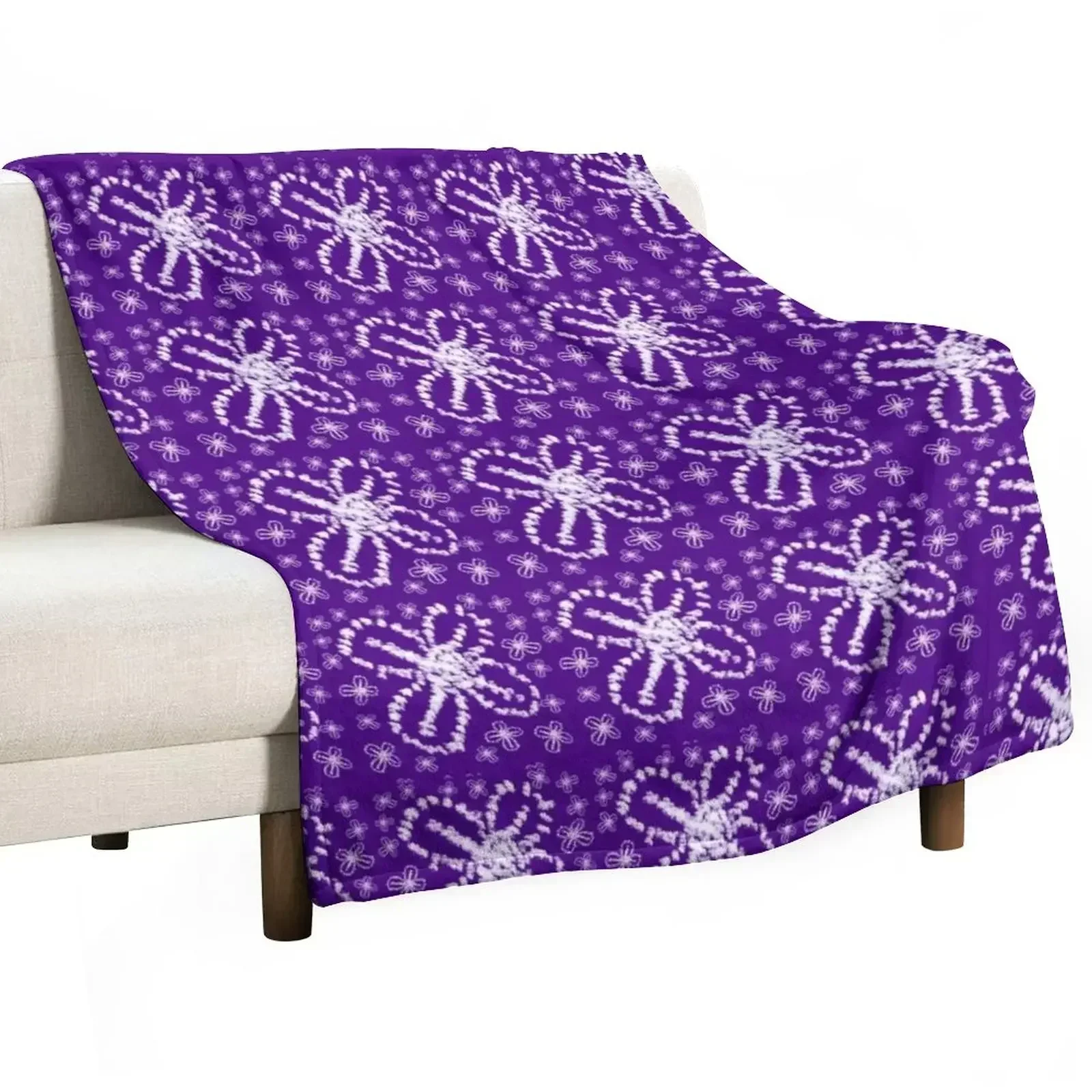 Shibori Tie Dye - Moderne Indigo Batik Blumenmuster Shibori Decke