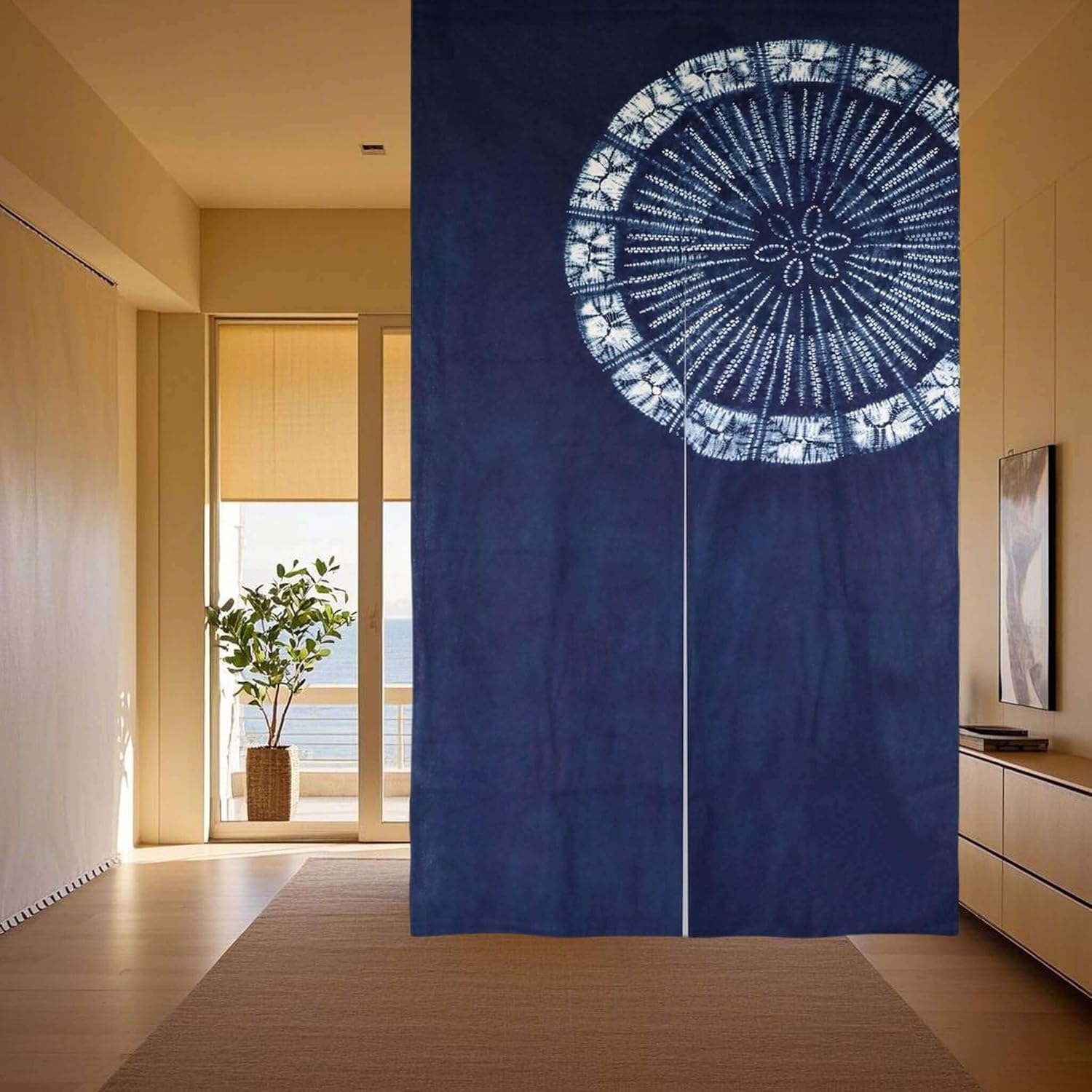 Handgefärbter japanischer Vorh – Shibori Tie Dye Bewertung und Preis